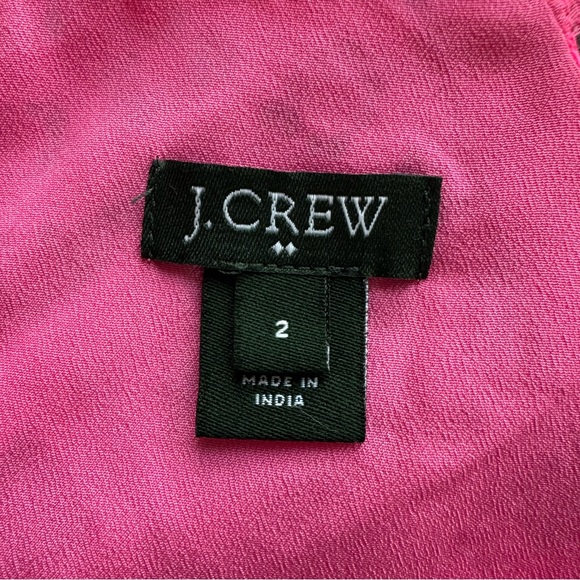 J. Crew Lace Overlay Short Sleeve Scalloped Hem Top Resort Cruise Bright Pink 2 - Picture 6 of 8